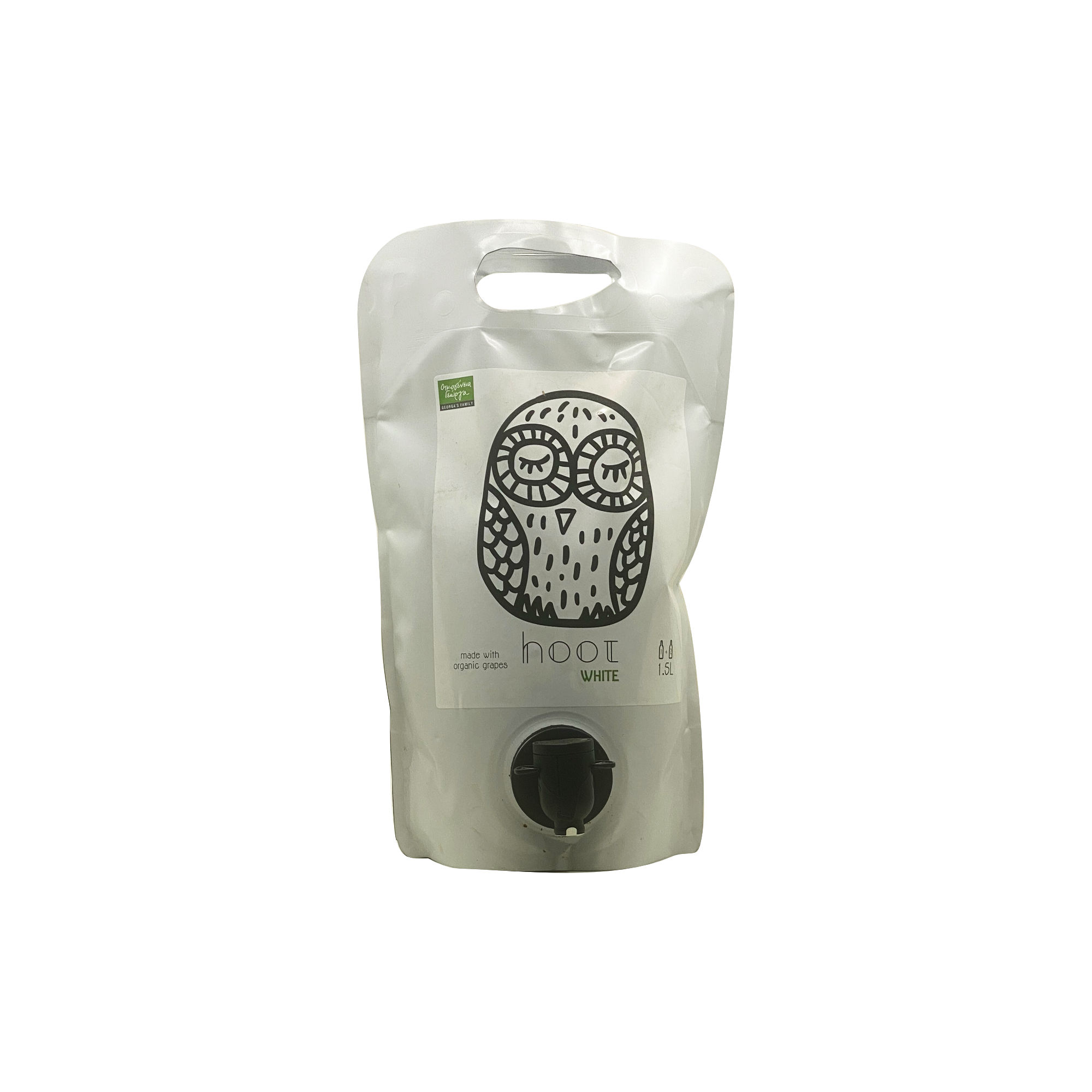 Hoot White Pouch - Georgas Family - Biodynamic farming - Certified Organic Wine - Attica, Greece - Chardonnay - Bagnum Pouch 1.5l