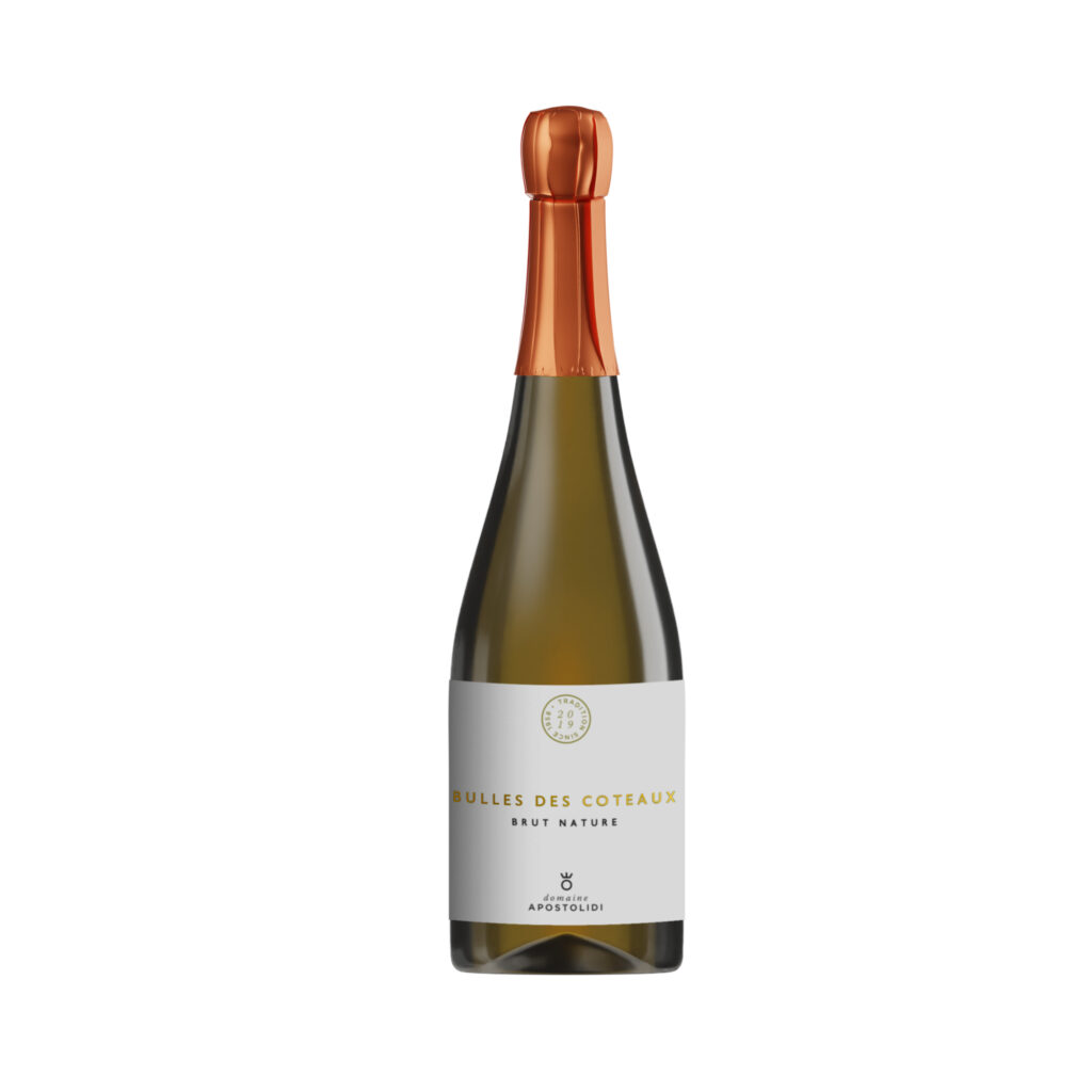 Bulles des Coteaux Brut Nature , Assyrtiko - Apostolidis Organic Vineyards - Kavala, East Macedonia,Greece - natural White Traditionally Sparkling Dry Wine - Assyrtiko - Eklektikon